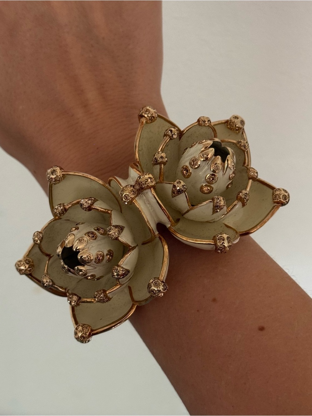 Roberto Cavalli Enamel Double Flower Cuff Bracelet